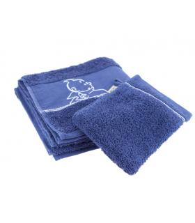 Serviette de Bain + Gant de Toilette Bleu Indigo 50X100 cm