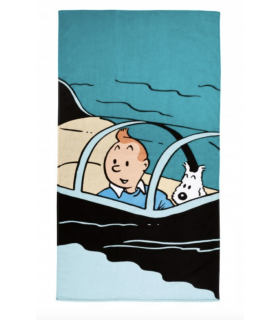 Serviette de Plage Tintin Enfant - Sous-Marin Requin 90X160 cm