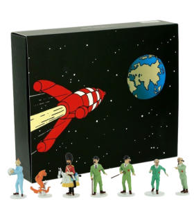 Coffret Lune : Tintin, Milou, Haddock, Tournesol, Dupont, Dupond et Wolff