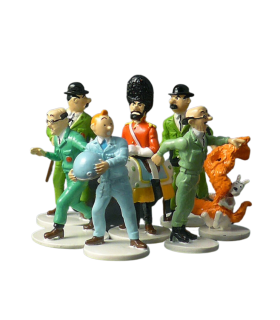 Coffret Lune : Tintin, Milou, Haddock, Tournesol, Dupont, Dupond et Wolff