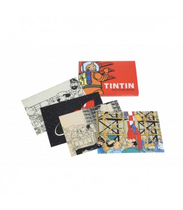 Set de 16 cartes postales Tintin Lune