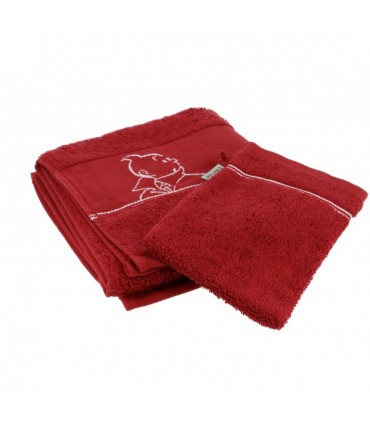 Serviette de Bain + Gant de Toilette Rouge Hermès 50X100 cm