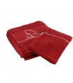 Serviette de Bain + Gant de Toilette Rouge Hermès 50X100 cm