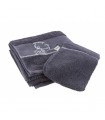 Serviette de Bain + Gant de Toilette Gris Acier 50X100 cm