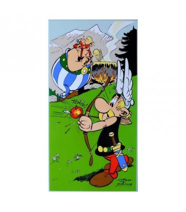 Plaque Émaillée Astérix Helvètes 26 X 50 cm