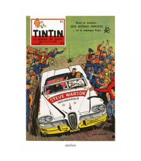 Affiche Jean Graton - Le Grand Défi - Cover Journal Tintin 1958 N°06