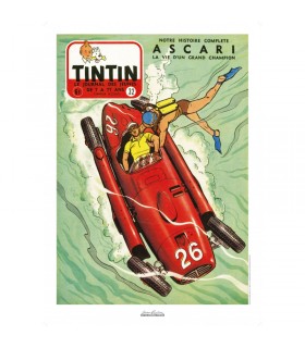 Affiche Jean Graton - Ascari - Cover Journal Tintin 1955 N°32